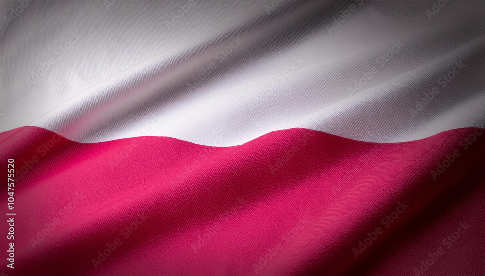Naklejka premium Republic of Poland flag waving in the wind. Close up of Republic of Poland banner blowing, soft and smooth silk.