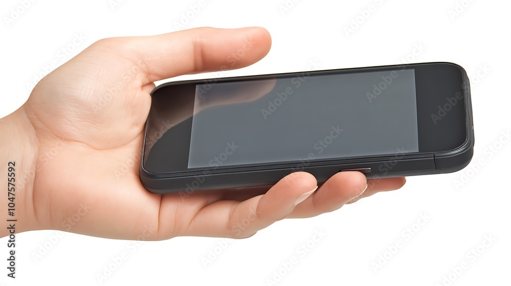 Hand Holding Smartphone with Bright Screen Hand Holding Smartphone with Bright Screen