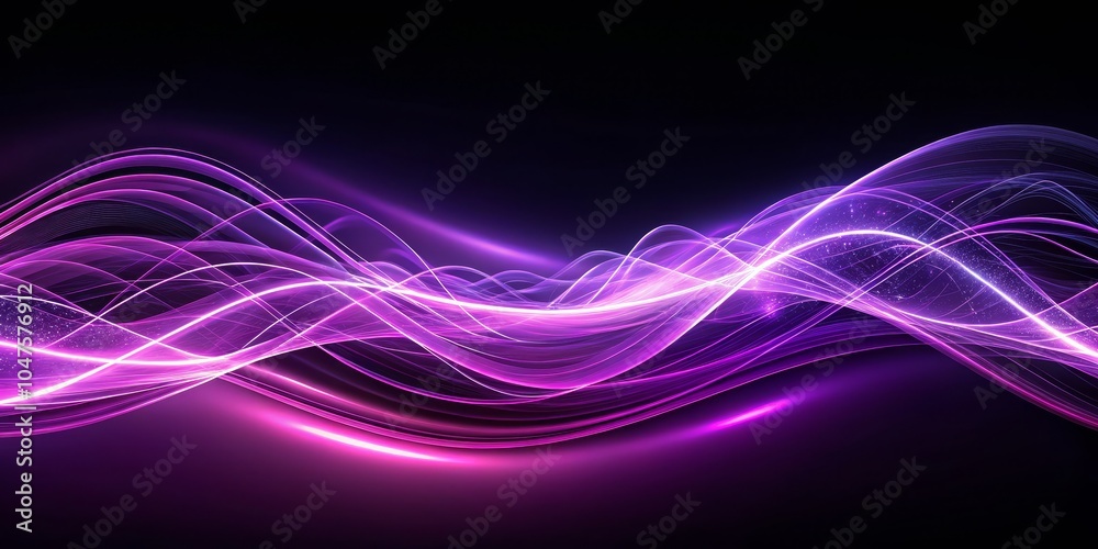 Abstract Purple Glowing Waves, Digital Art, Abstract Art Abstract Purple Glowing Waves, Digital Art, Abstract Art