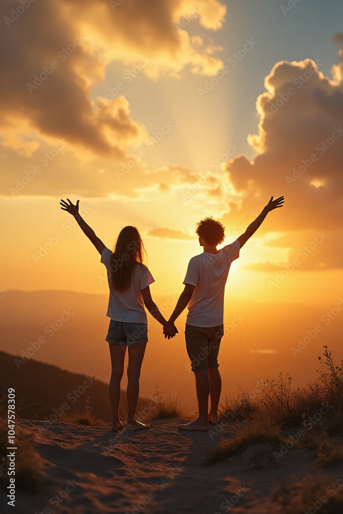 Fototapeta premium united stand hand hand common goal succeed together strong team friends