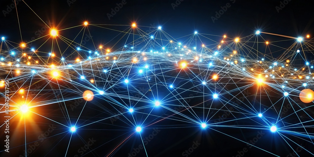 Digital Interconnectedness Ethereal Glowing Network of Light Orbs, Abstract Blue Universe Futuristic Tech Concept Art for Design Projects Digital Interconnectedness Ethereal Glowing Network of Light Orbs, Abstract Blue Universe Futuristic Tech Concept Art for Design Projects