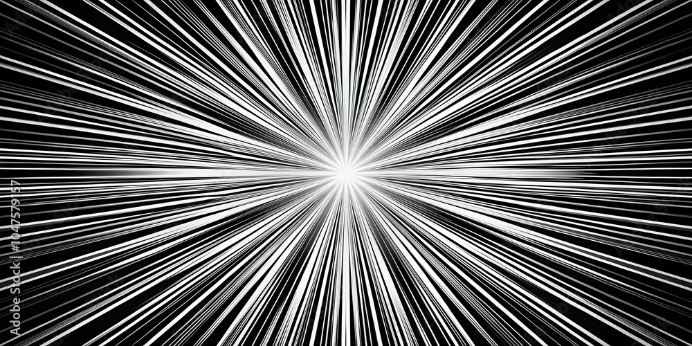 Dynamic Energy Abstract Black and White Geometric Pattern with Radiating Lines, Luminous Center, Speed Concept Dynamic Energy Abstract Black and White Geometric Pattern with Radiating Lines, Luminous Center, Speed Concept