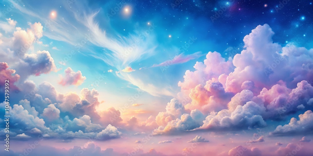 Enchanting Sky Dreamscape with Wispy Clouds and Celestial Stars - Serene Night Sky Background for Creative Projects and Meditation Spaces Enchanting Sky Dreamscape with Wispy Clouds and Celestial Stars - Serene Night Sky Background for Creative Projects and Meditation Spaces