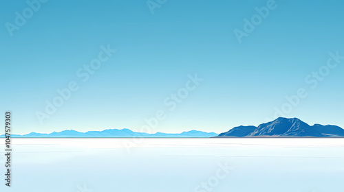 A panoramic view of the utah salt flats with a clear blue sky. no people, copy space. Salt Flats. Illustration