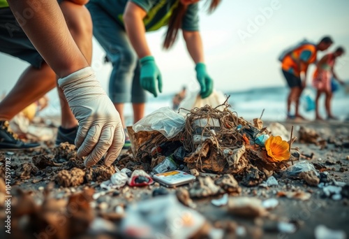 Community efforts in beach cleanup fighting pollution together