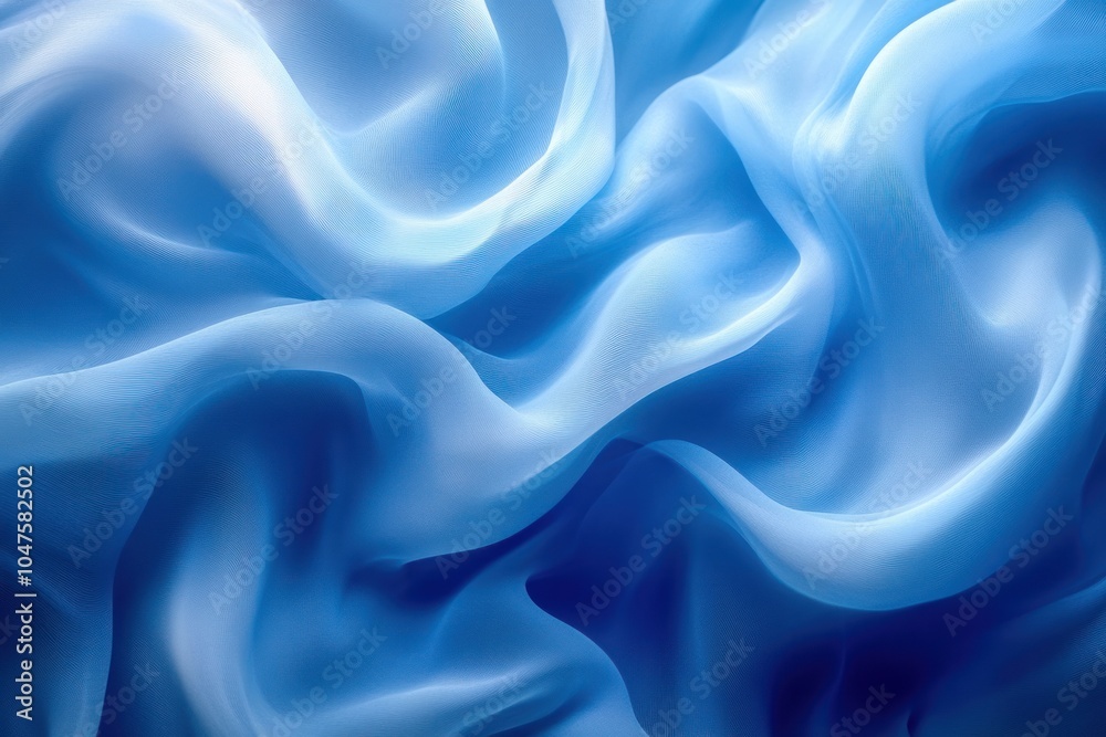 Abstract Blue Fabric with Smooth, Curving Waves Abstract Blue Fabric with Smooth, Curving Waves