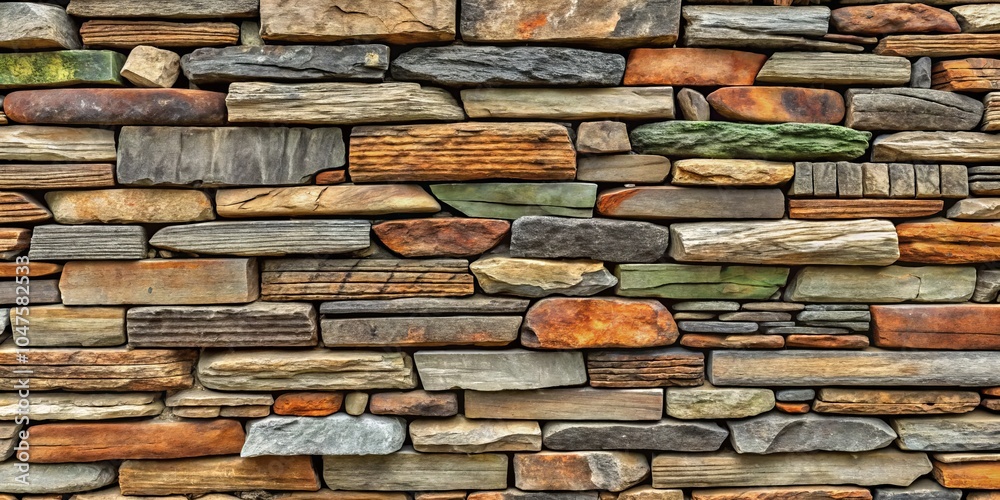 Fototapeta premium Natural Stone Wall Texture Colorful Stonework, Abstract Patterns, Stone Masonry, stone wall, texture, background, stone