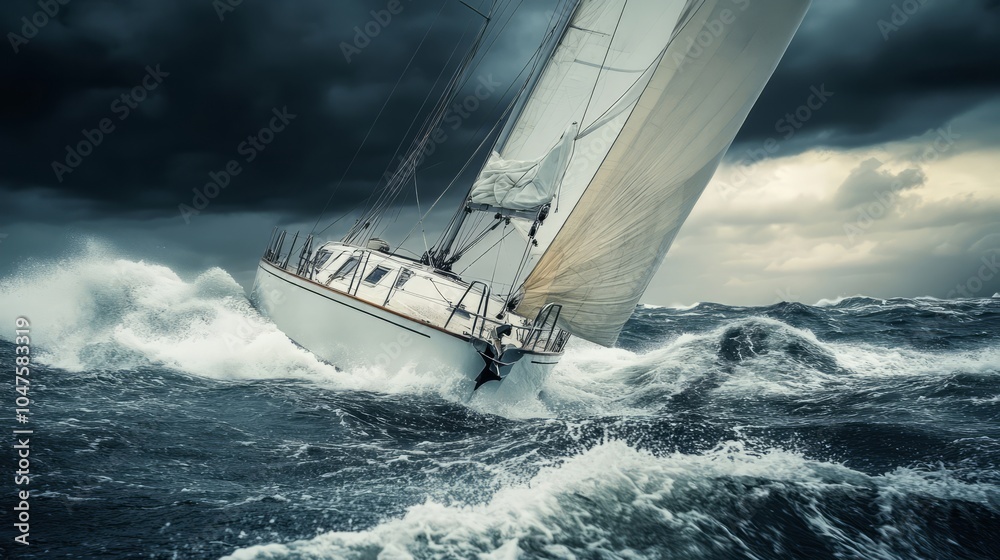 Fototapeta premium hurricane and storm that rocks the ship at sea