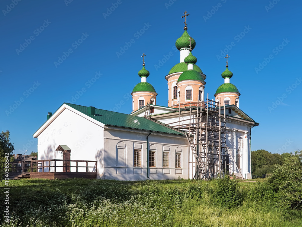 Olonets, Republic of Karelia, Russia. Cathedral of the Smolensk icon of the Mother of God. The cathedral was built in 1824-1830.