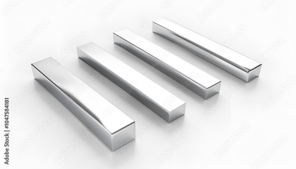 Set with shining silver bars on white background. Banner design Set with shining silver bars on white background. Banner design