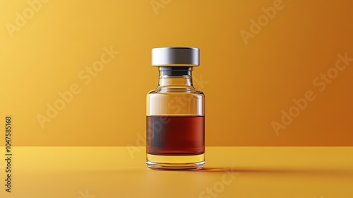 GLP-1 Medication in a Labeled Vial on a Yellow Background for Pharmaceutical Marketing Use and Health Awareness Campaigns