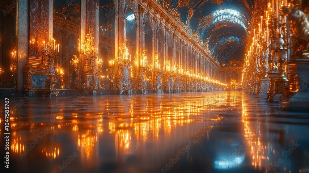 Obraz premium Golden Hallway of Reflections