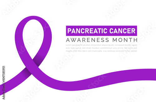 Purple Ribbon Pancreatic Cancer Awareness Design Template Pancreatic Cancer Awareness Horizontal Banner Design with Purple Ribbon and Space for Text Pancreatic Cancer Awareness Month November Vector 