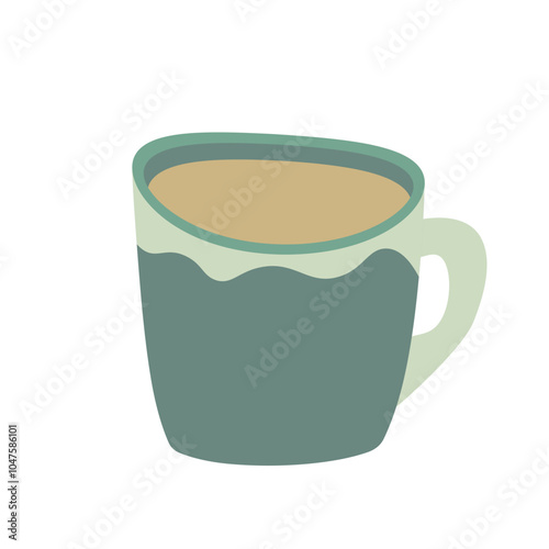 The cute color cup. Kitchen doodle vector illustration. Design for card, poster