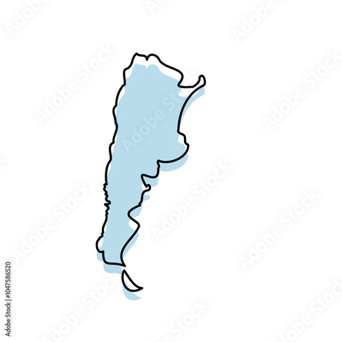 ARGENTINA Map with with body and Outline Isolated on white Background