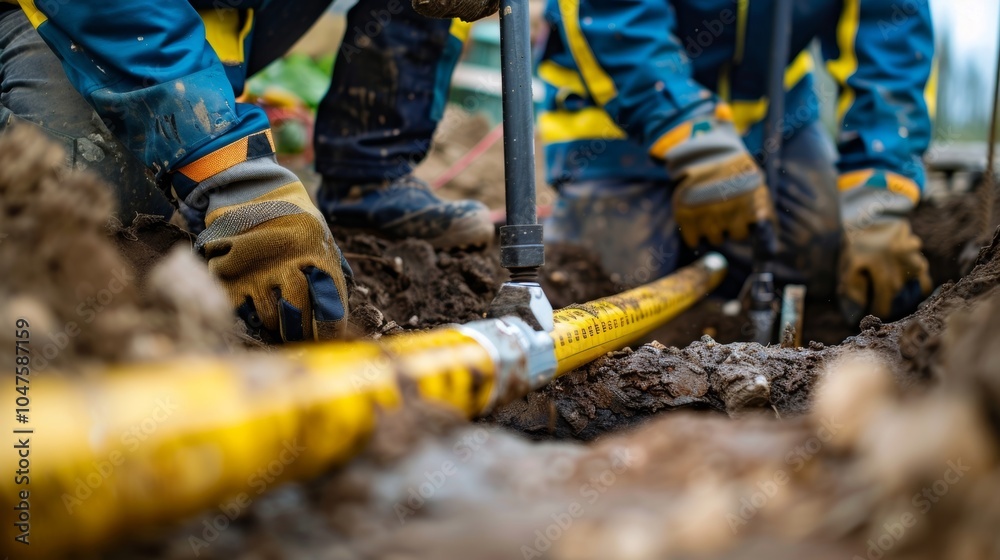 Engineers work together to measure the depth of a soil borehole using a measuring tape and specialized equipment. Engineers work together to measure the depth of a soil borehole using a measuring tape and specialized equipment.