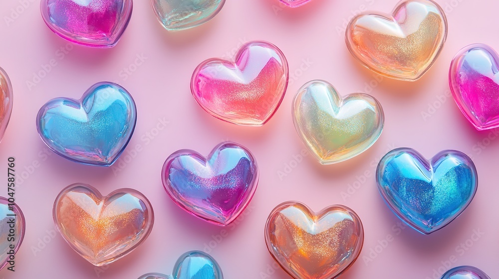 Obraz premium Valentines day background with transparent hearts.