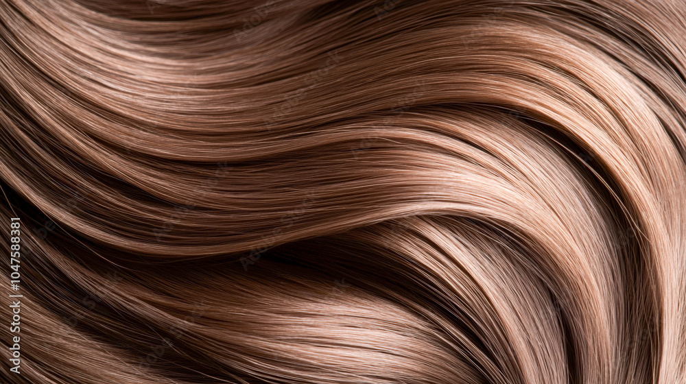 Rich brown hair cascades gracefully in soft waves, illuminated by natural light, showcasing texture and shine Rich brown hair cascades gracefully in soft waves, illuminated by natural light, showcasing texture and shine