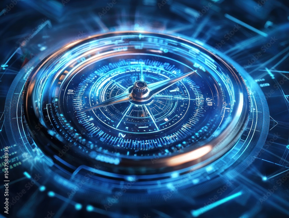 custom made wallpaper toronto digitalFuturistic Compass with Blue and White Lights