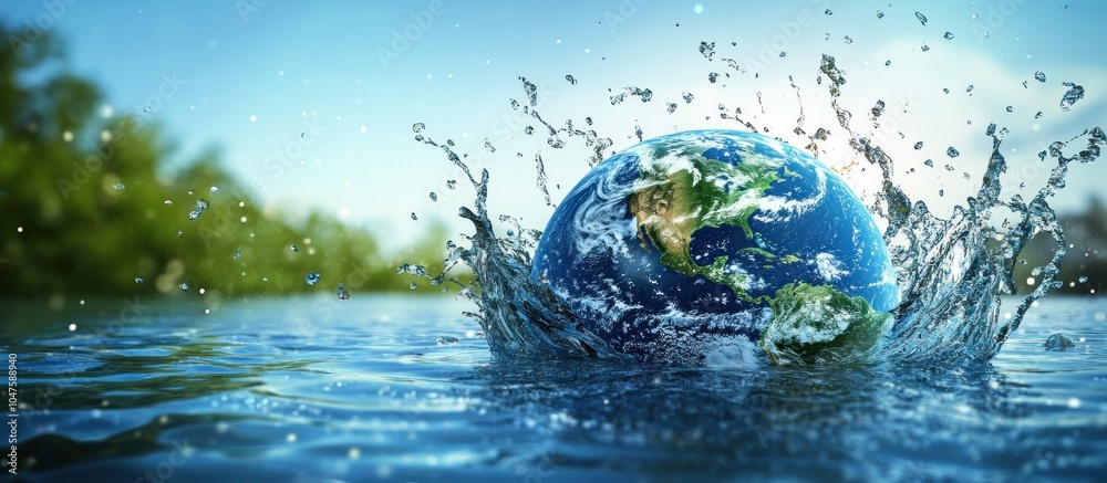 Earth Splashing into Water