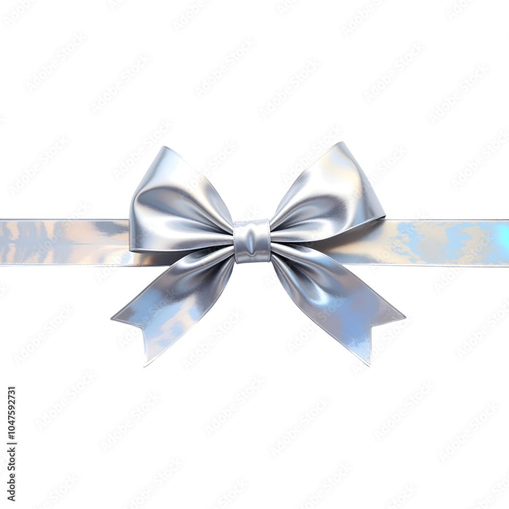 Silver gift bow isolated on transparent background. Silver bow png Silver gift bow isolated on transparent background. Silver bow png