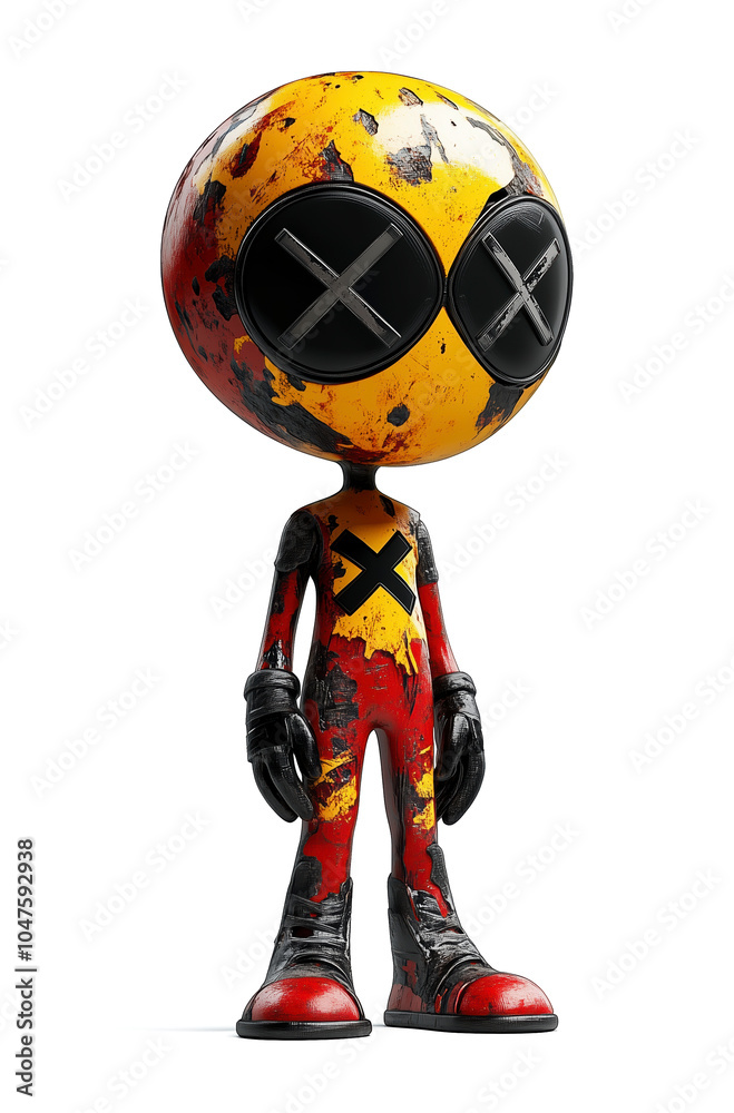 Obraz premium 3d character with error eyes on white background