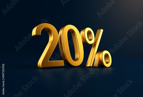 black Friday mega offer 20 percent discount with gold confetti 3d render concept for big shopping