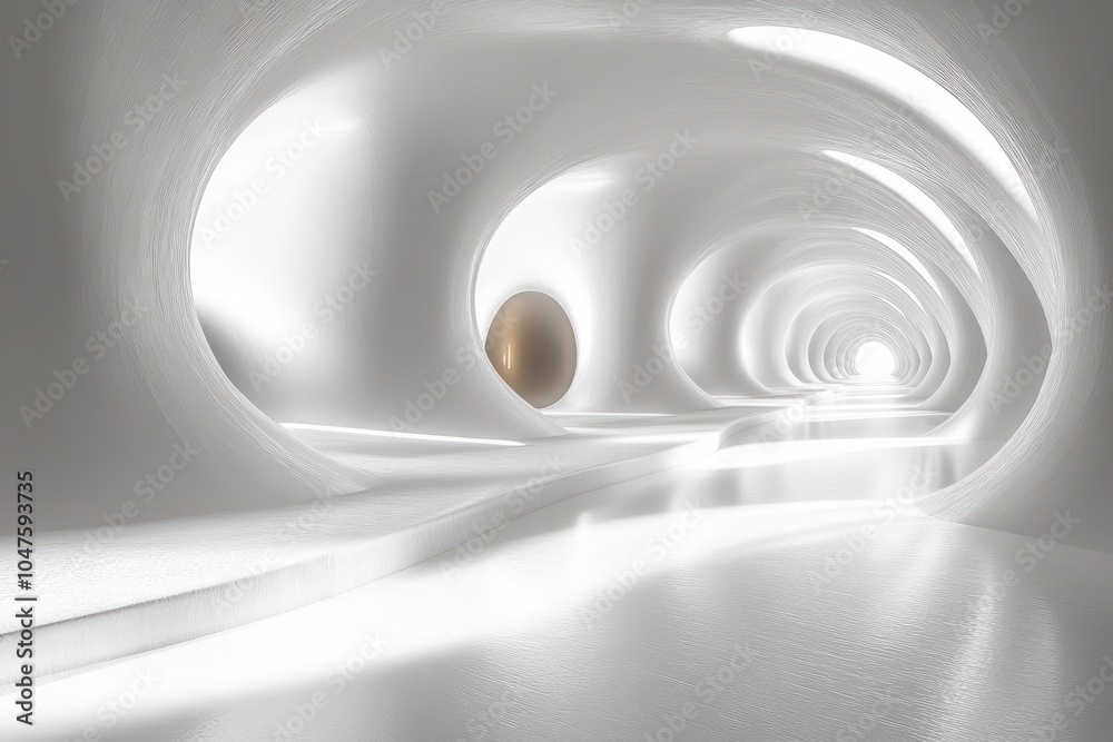White Circular Tunnel with a Glimmer of Light at the End White Circular Tunnel with a Glimmer of Light at the End