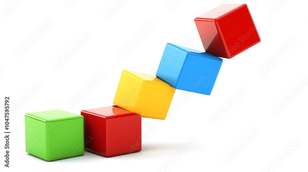 Cascading 3D Cubes in Bright Colors Cascading 3D Cubes in Bright Colors