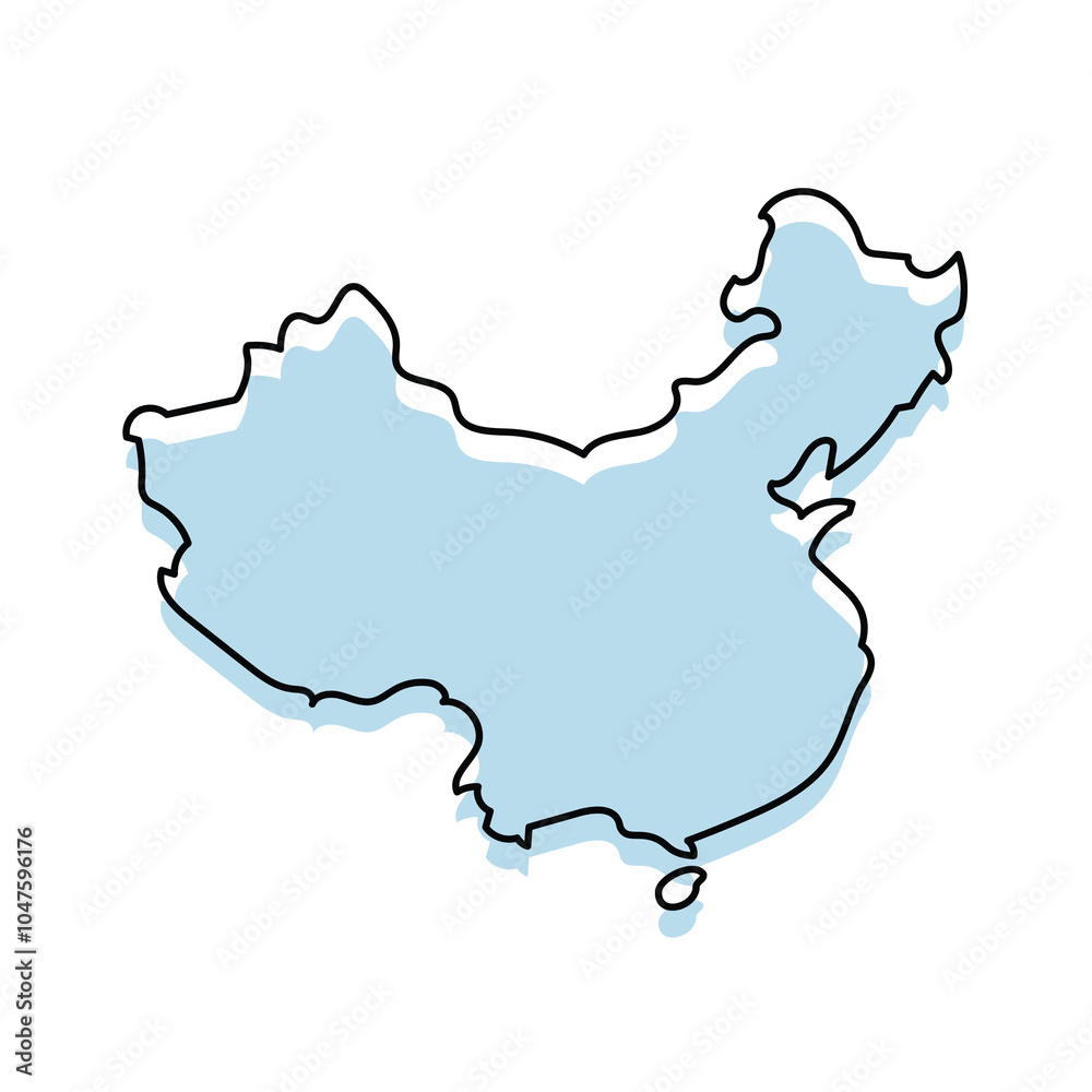 CHINA Map with with body and Outline Isolated on white Background CHINA Map with with body and Outline Isolated on white Background