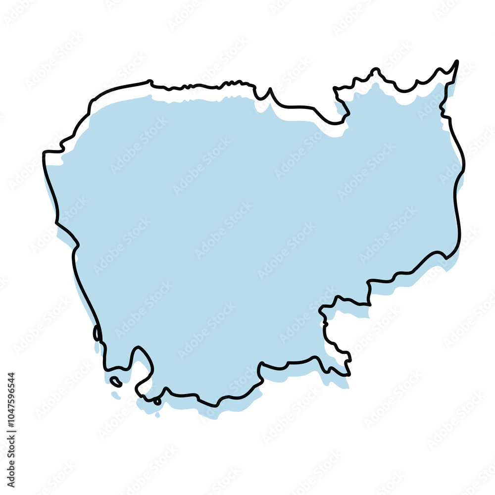 CAMBODIA Map with with body and Outline Isolated on white Background CAMBODIA Map with with body and Outline Isolated on white Background