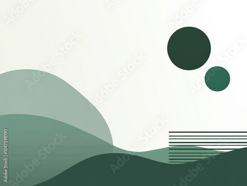 Dark  Sea, green, corporate business PowerPoint presentation slide backdrop with flat 2D geometric shapes and clear copy space for modern minimalist designs and abstract patterns photo