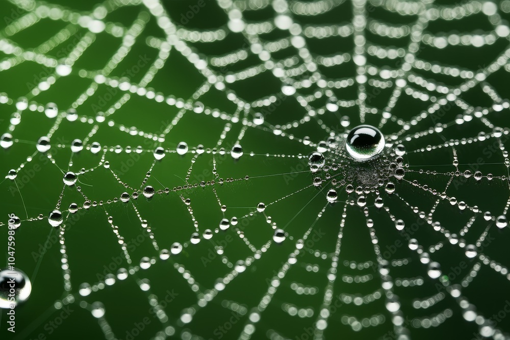 Obraz premium Spider's Web Glistening with Dew