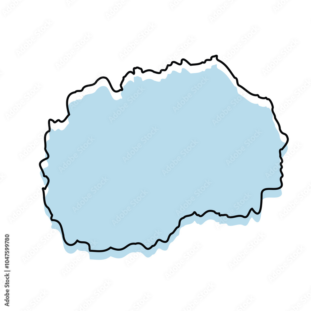 MACEDONIA Map with with body and Outline Isolated on white Background MACEDONIA Map with with body and Outline Isolated on white Background