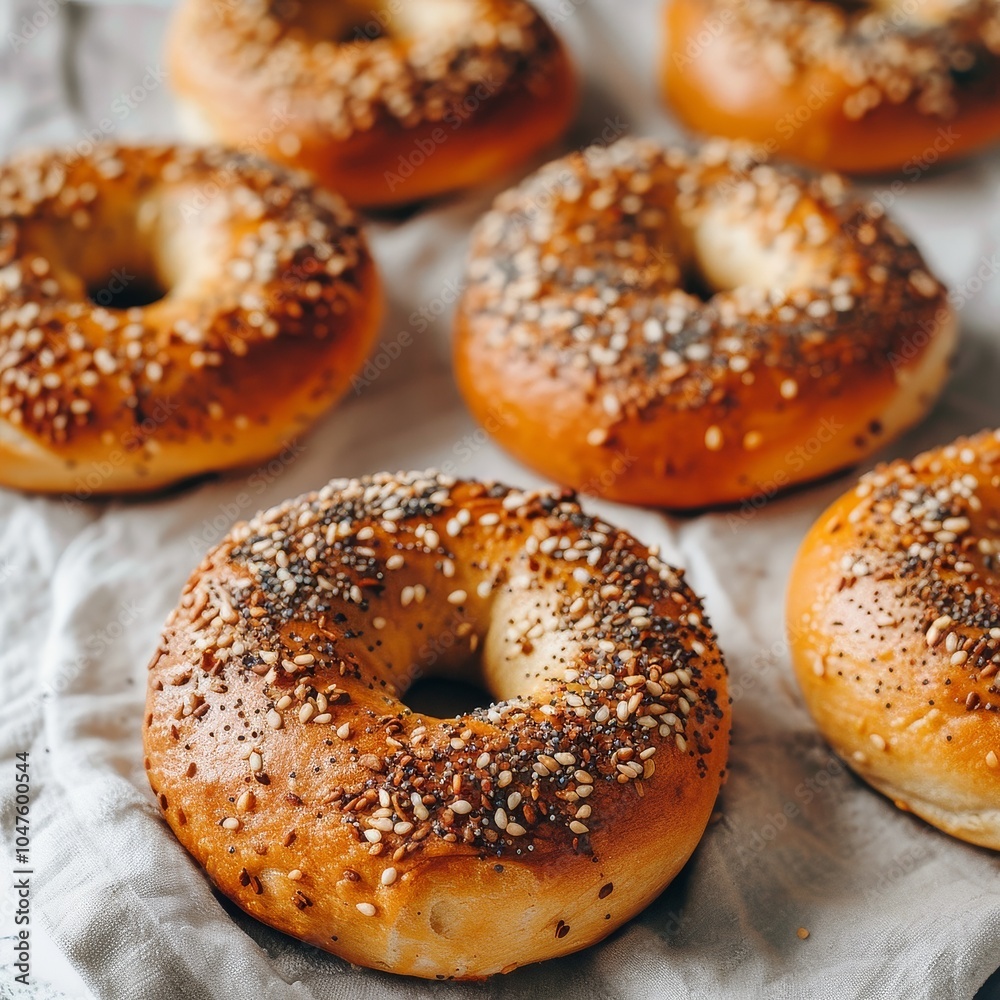 Appetizing Bagels on Pristine White Appetizing Bagels on Pristine White