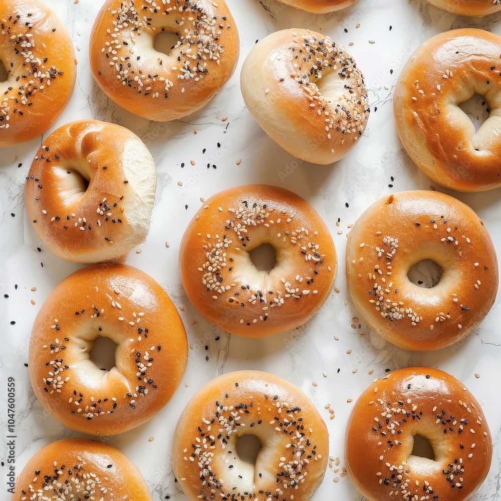 Freshly Baked Bagels on White Freshly Baked Bagels on White