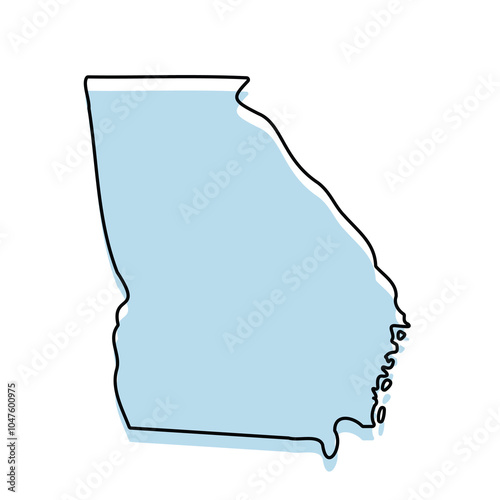 GEORGIA Map with with body and Outline Isolated on white Background