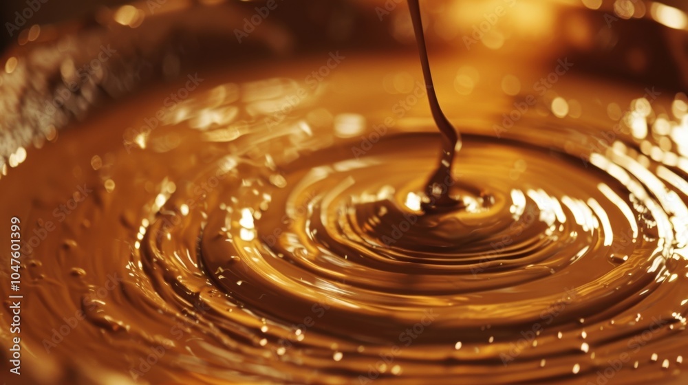 Mesmerizing stream of melted milk chocolate flows gracefully, creating ripples and waves on a luscious pool. Creamy, liquid chocolate swirls and pours, forming a delicious treat Mesmerizing stream of melted milk chocolate flows gracefully, creating ripples and waves on a luscious pool. Creamy, liquid chocolate swirls and pours, forming a delicious treat