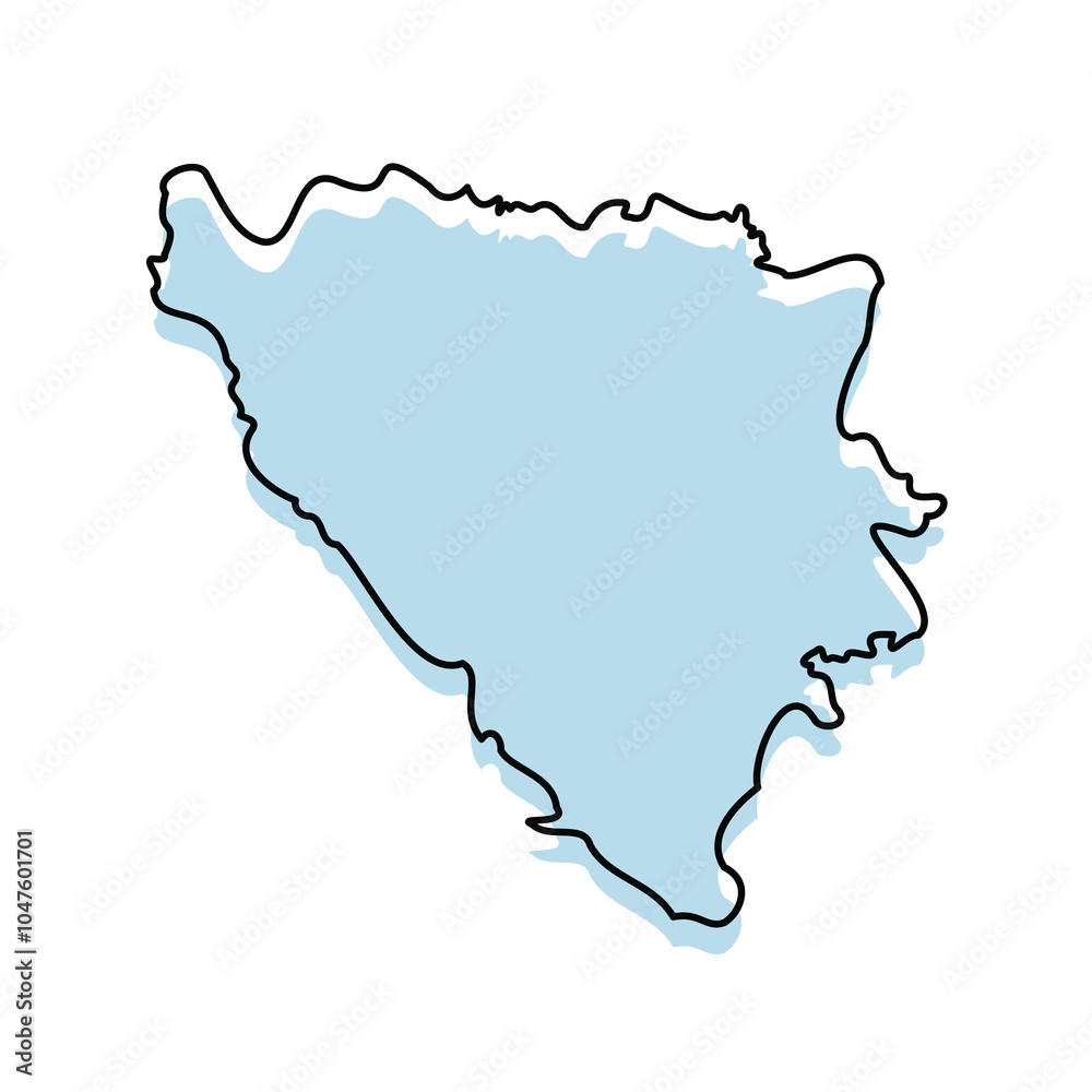 BOSNIA Map with with body and Outline Isolated on white Background BOSNIA Map with with body and Outline Isolated on white Background