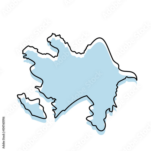 AZERBAIJAN Map with with body and Outline Isolated on white Background