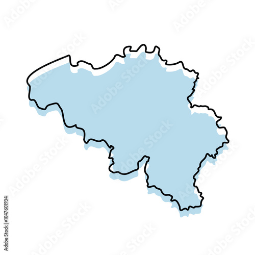 BELGIUM Map with with body and Outline Isolated on white Background