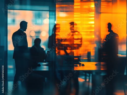 Silhouettes of Business People in Office Building photo