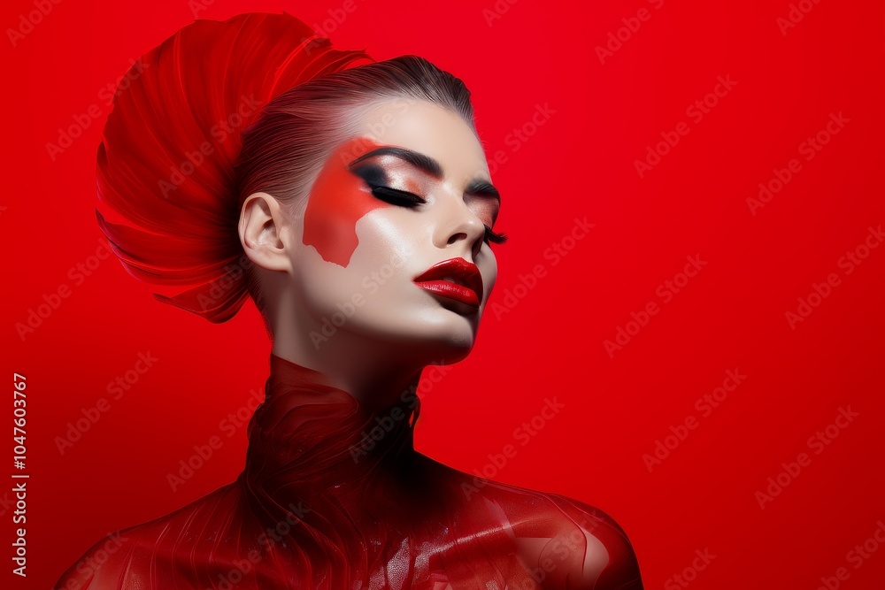 Avant-Garde Beauty in Crimson Avant-Garde Beauty in Crimson