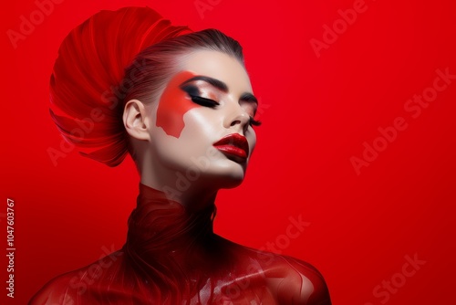 Avant-Garde Beauty in Crimson