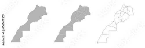 Set of Morocco Maps with Main Map and Regional maps