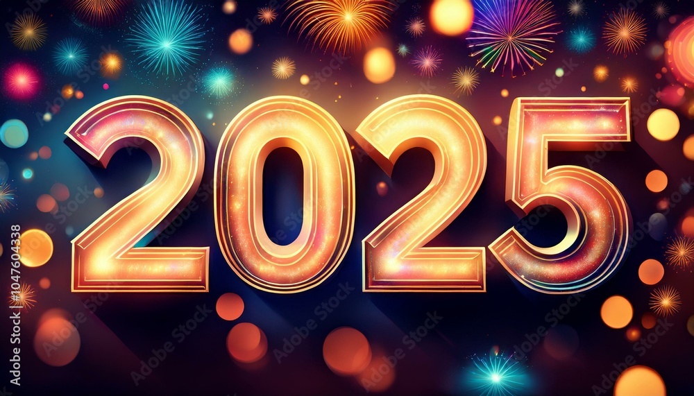 New Year, New Year's Eve, year 2025, fireworks in the background, Bokeh New Year, New Year's Eve, year 2025, fireworks in the background, Bokeh