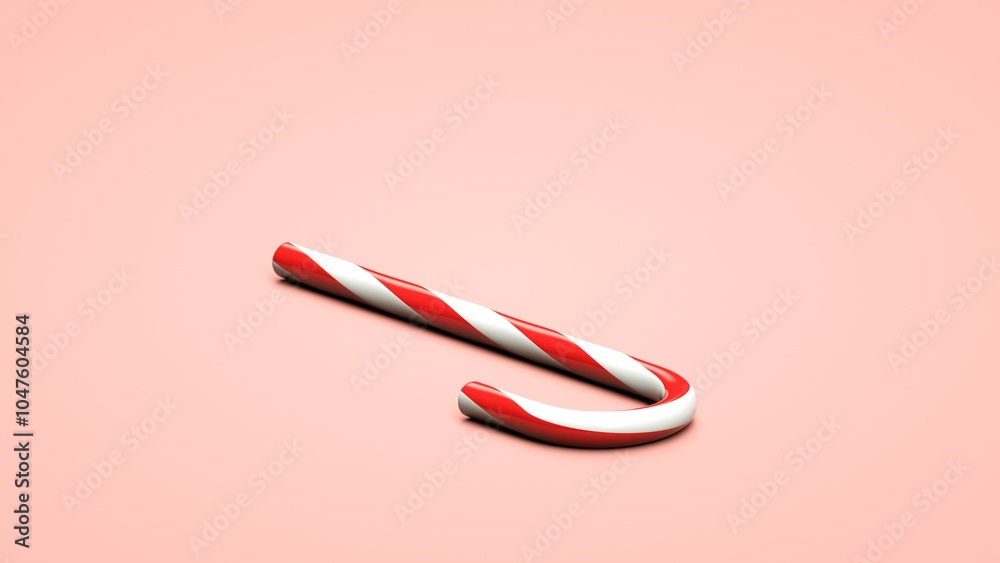 Naklejka premium Illustration, 3d rendering, christmas candy, new year holidays, candy on solid background, 2025 year, new year, gift card, white, pink, red, green colors, holidays, fun, sweets, joy