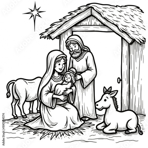  Nativity Scene Coloring Page