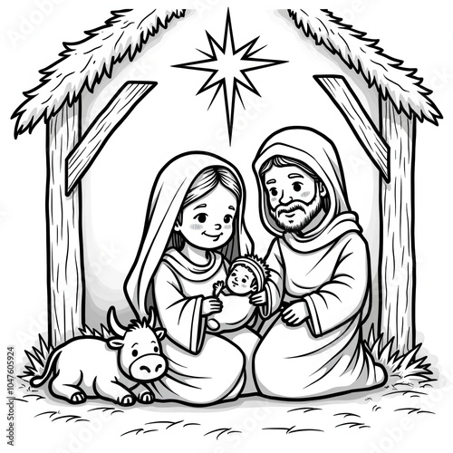  Nativity Scene Coloring Page