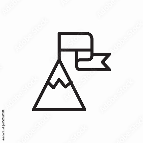 mountain flag top icon sign vector